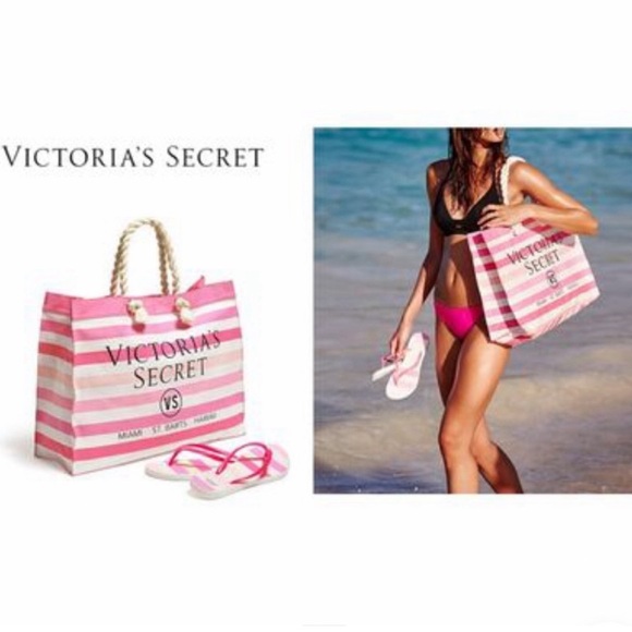 🆕VICTORIA’S SECRET Pink & White Striped Flip Flop Sandals - Picture 12 of 12